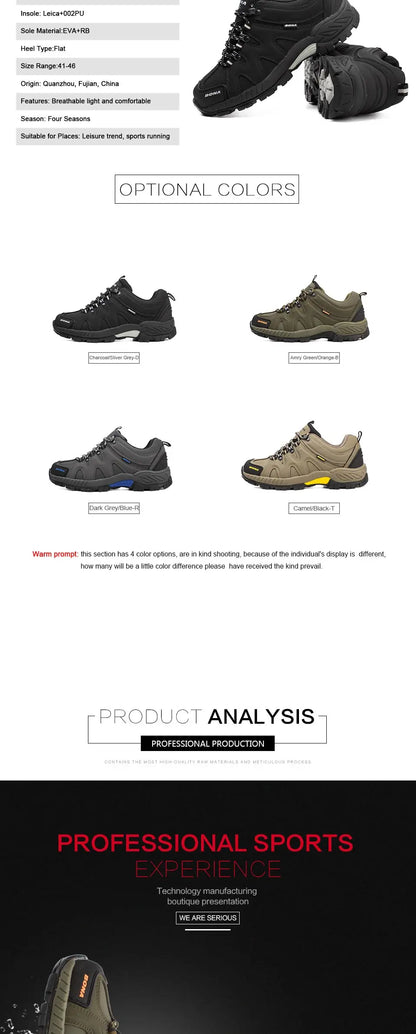 BONA New Arrival Classic Style Men Hiking Shoes Lace Up Men Sport Shoes Outdoor Jogging Trekking Sneakers