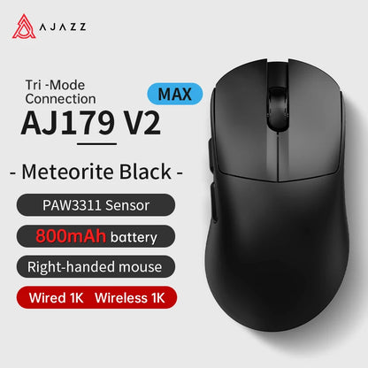 AJAZZ AJ179 PRO Wireless Gaming Mouse PAW3395, 26000 DPI Lightweight RGB Gaming Mouse with Charging Dock, Tri-Mode Ergonomic Mouse for PC & Laptop