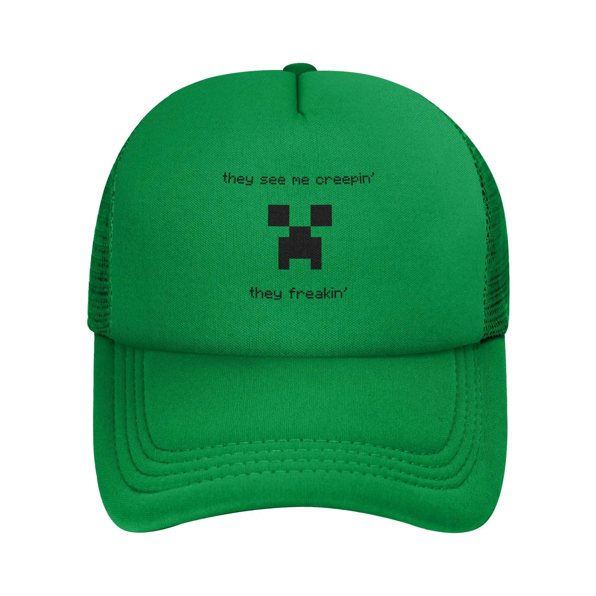 Hoekige avonturier ontdekt een Creepers-monster achter zich Truckerpet Zonnehoeden Verstelbare snapback-petten Mesh-baseballpet