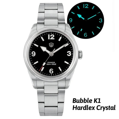 Montre à quartz pour homme Watchdives WD1960S V2, style vintage, cadran crème, 36 mm, mouvement VH31 à trotteuse fluide, verre saphir bombé, étanche 10 ATM, aiguilles luminescentes, boîtier en acier inoxydable