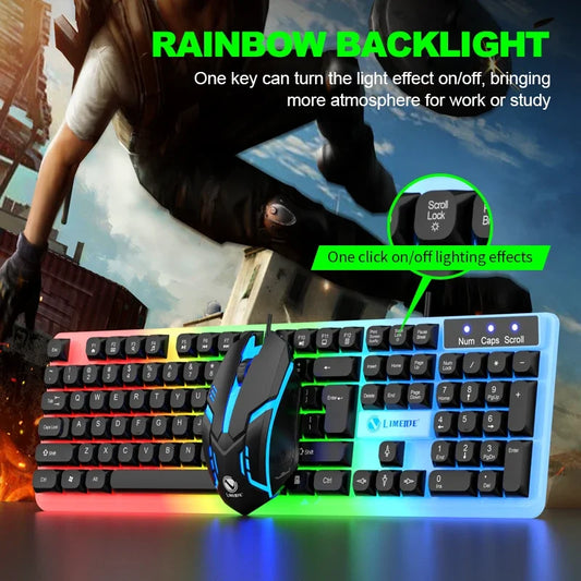 Combo de teclado y ratón gaming NG GTX350 para ordenador y portátil, kit gamer con retroiluminación LED, teclado USB con cable GTX350, set negro
