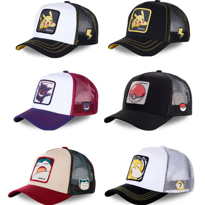 Pokémon Pikachu, Gengar, Psyduck, Snorlax – Șapcă de baseball cu personaje anime, figurină, șapcă sport ajustabilă cu personaje de desene animate – Cadouri creative