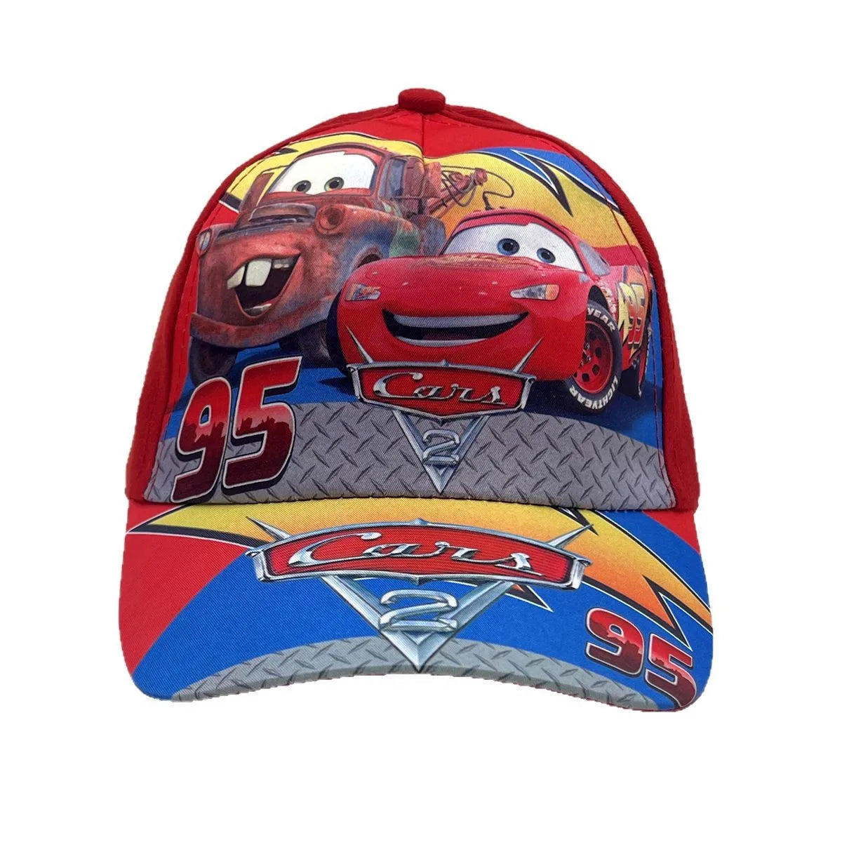 Disney Cars 2 Anime-figur Lightning McQueen tegneserie-baseballkasket i terylen med skygge – udklædningshovedbeklædning til børn med solbeskyttelse – gave