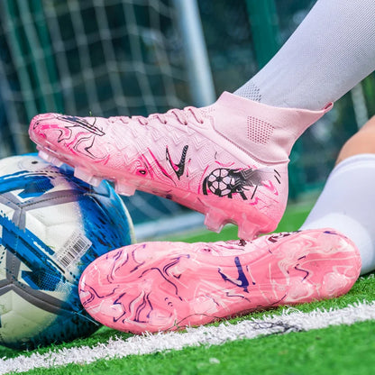 Chaussures de Football pour hommes et femmes, chaussures d'extérieur AG/FG, bottes de Football respirantes, ultralégères, antidérapantes, chaussures d'entraînement de Futsal