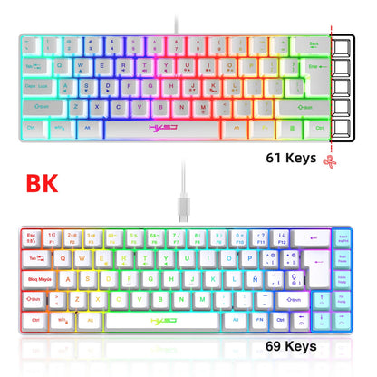 RGB backlit keyboard Russian 69 keys white membrane gaming wired ergonomic Keyboards for compact mini  for pc laptop color black