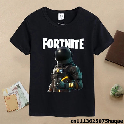 T-shirt de verão para criança Fortnites, com estampado de figura de jogo em estilo cartoon, T-shirt casual desportiva para rapaz, manga curta, vestuário infantil