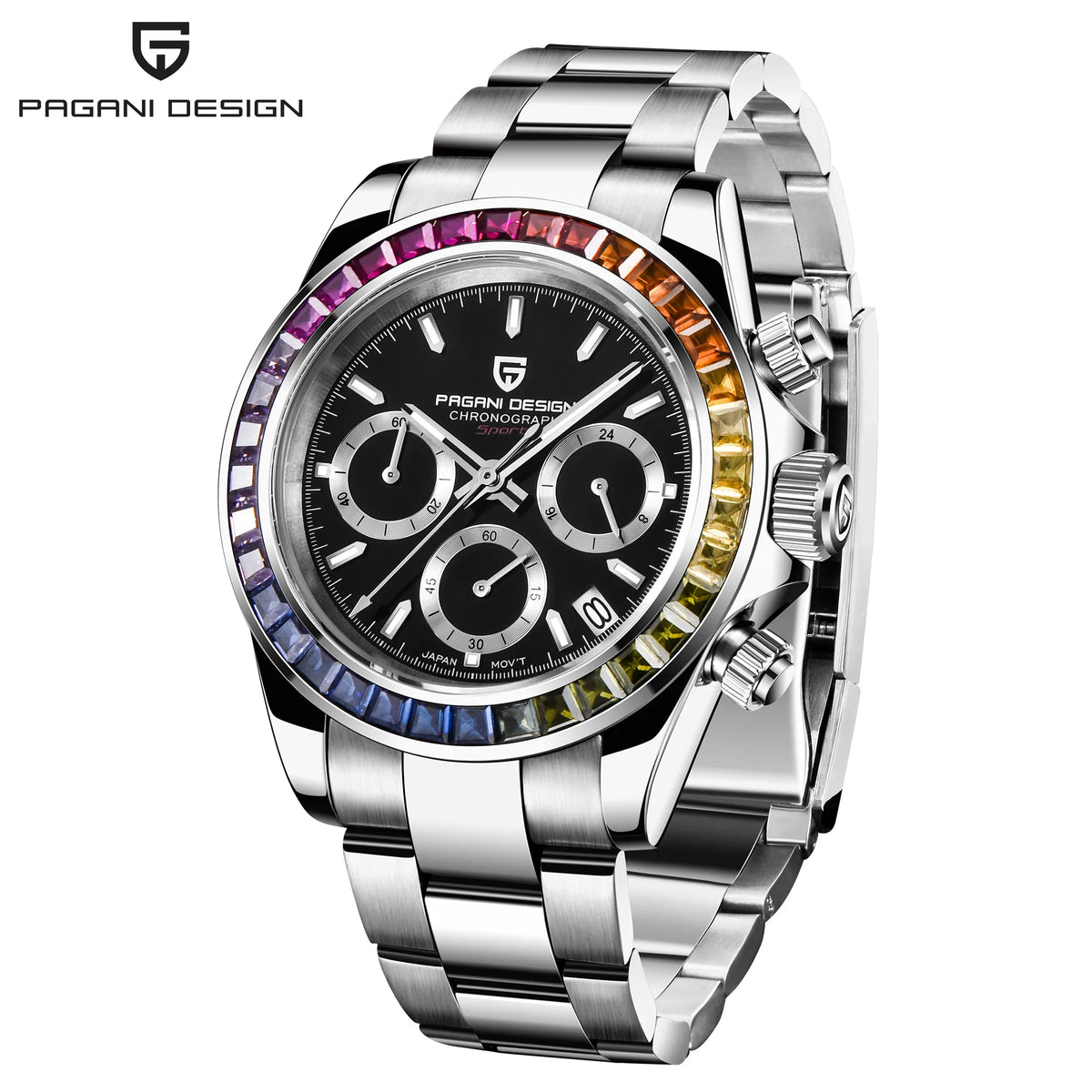 Montre-bracelet pour homme PAGANI DESIGN – Chronographe de luxe, mouvement à quartz MIYOTA VK63, verre saphir, étanche, style sportif