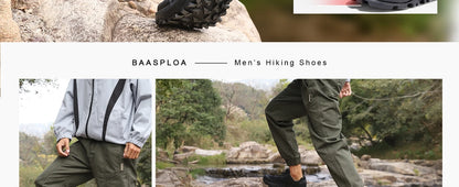Baasploa Men Hiking Shoes Outdoor Climbing Mesh Breathable Travel Walking Shoes Male Non-Slip Wear Resistant Comfortable Sneakers