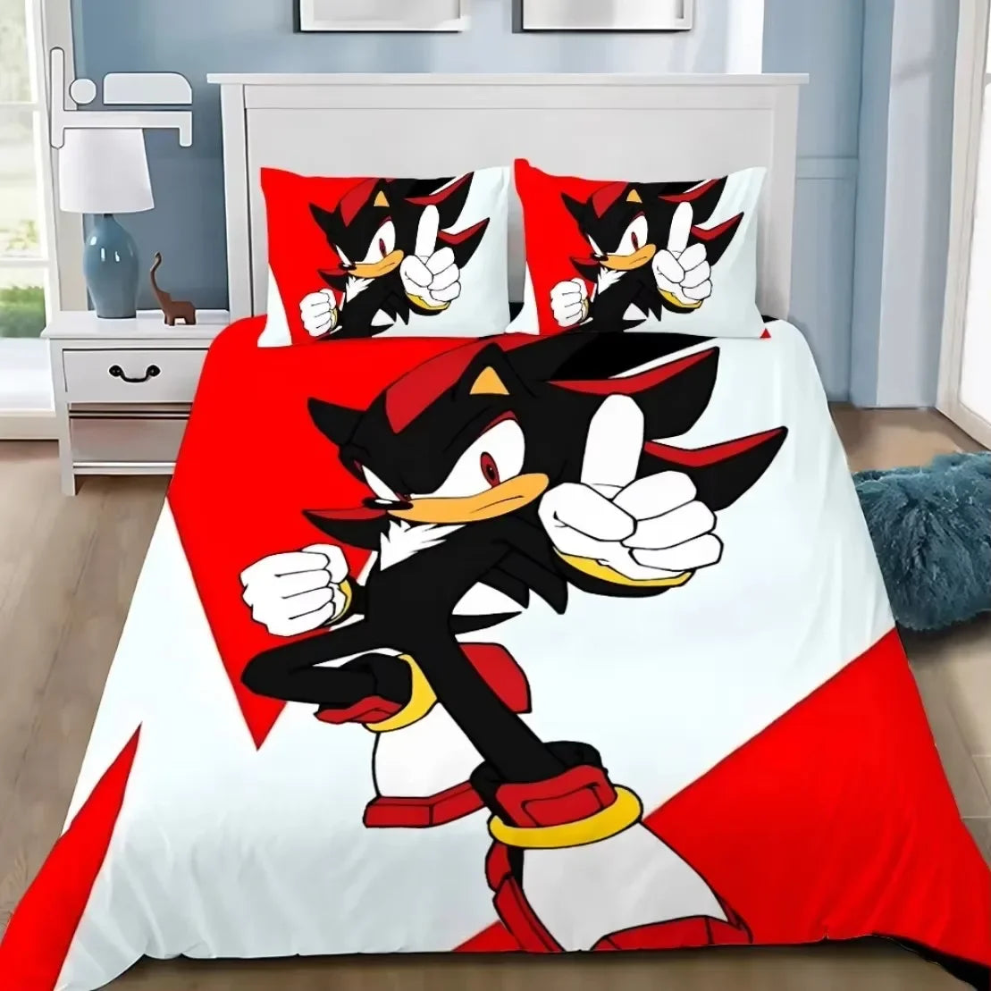 Exquisite 3D Cartoon Sonics Duvet Cover Anime Digital Printing Bedding Set Comforter Bed Youth Kids Girl Boys Gift