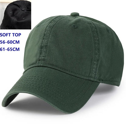 Męska i damska czapka oversize w rozmiarze XXL 100% bawełniana czapka baseballowa, duża czapka baseballowa dla osób o dużych głowach 56-63cm(23.5"-25.5”), regulowana czapka typu „dad cap” bez nadruku
