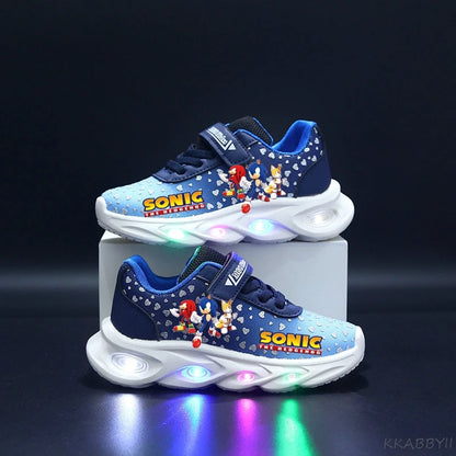 Sonic Sport Shoes Spring Luminous Fashion Breathable Net Shoes LED Sneakers with Light Running Shoes