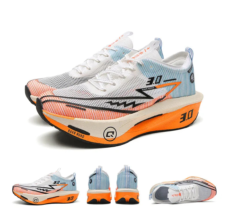 Men's Carbon Board Sneakers Anti-Slip Cushioned Comfortable Racing Training Running Shoes Mesh Tennis Shoes Casual for Women