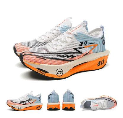 Men's Carbon Board Sneakers Anti-Slip Cushioned Comfortable Racing Training Running Shoes Mesh Tennis Shoes Casual for Women