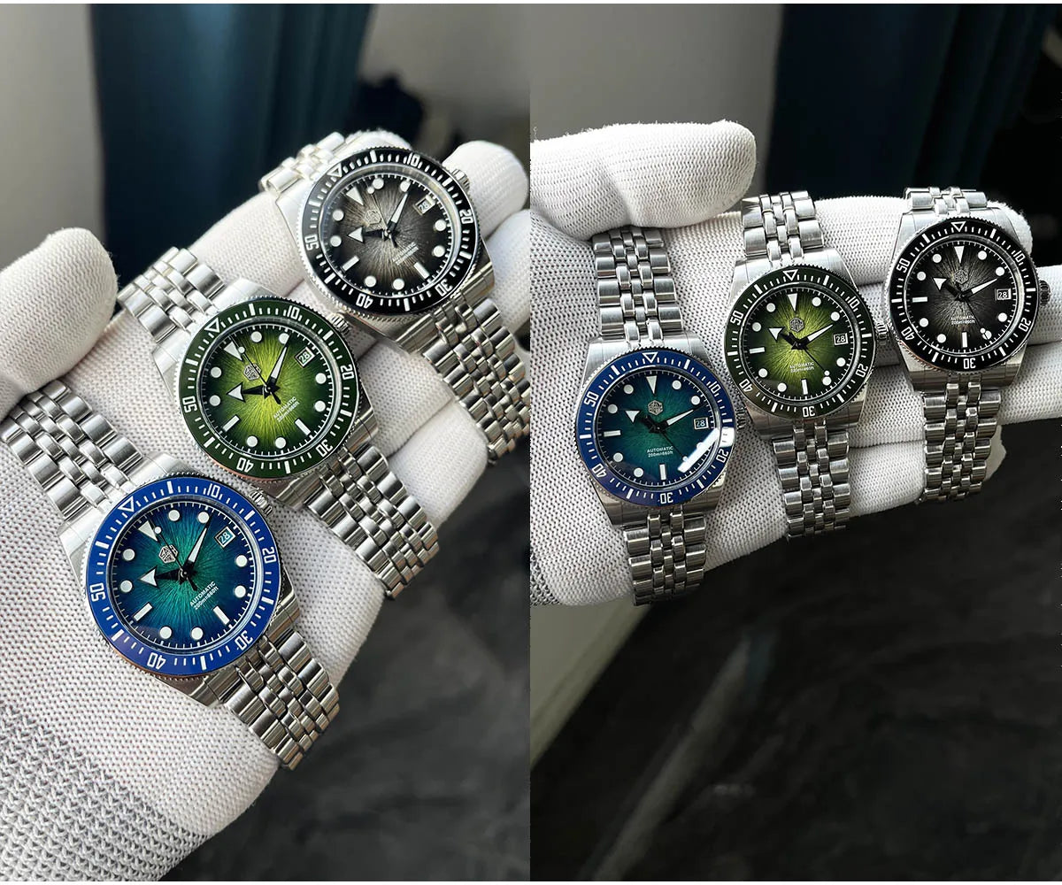 San Martin 37.5mm 40mm Men Diver Watch Miyota 9015 Enamel Dial Luxury Automatic Mechanical Wristwatch Waterproof 200m SN0148