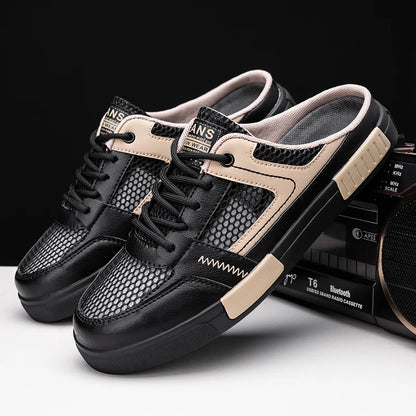 Sandales super taille 2025, nouvelles pantoufles d'été en maille perforée pour hommes, chaussures de sports et de loisirs de plein air respirantes, demi-pantoufles
