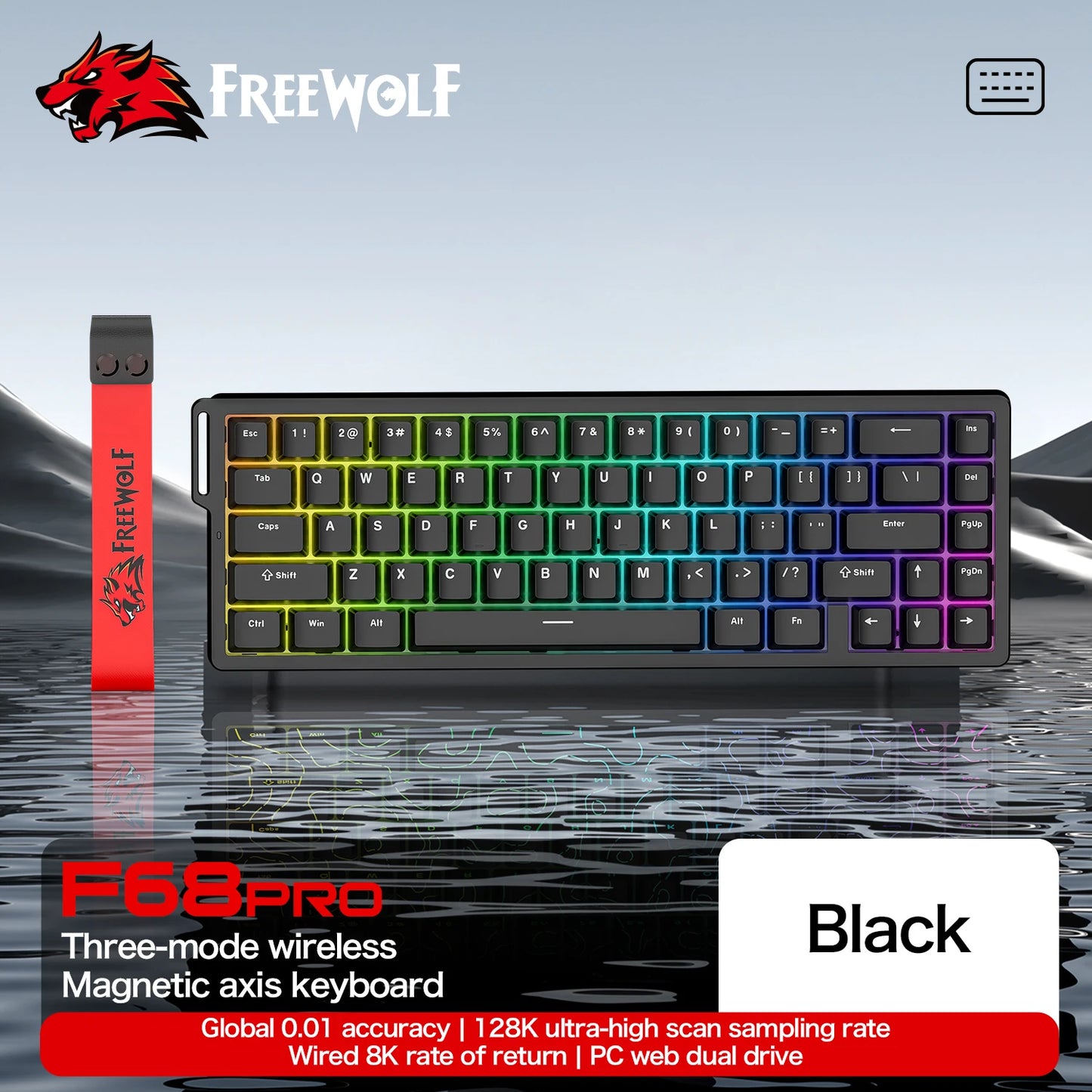 Magnetic Gaming Keyboard ATTACK SHARK X68HE X68PRO HE and FREEWOLF F68 Wired F68Pro Wireless for Pro Gaming 0.01mm Rapid Trigger