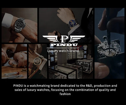 Relógio masculino PINDU Design 2025 NOVO Diamond Tourbillion, relógio de luxo Astronomia de marca premium, quartzo, vidro de safira, impermeável