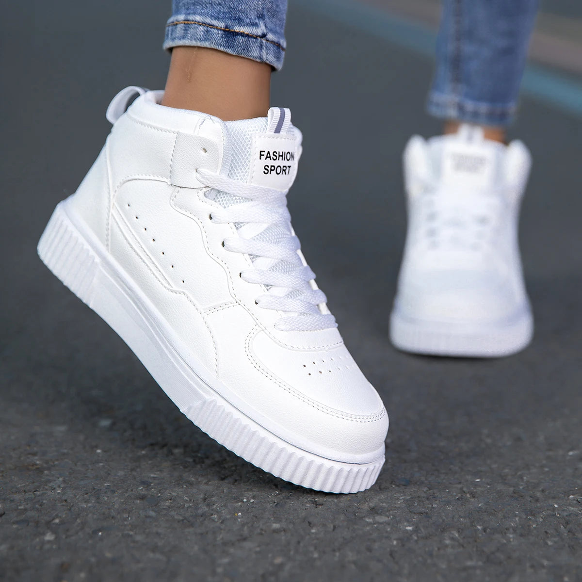 New Style Men’s Casual Leather Shoes, Trendy, Breathable, Versatile Sports White Sneakers, Leather Trendy Shoes