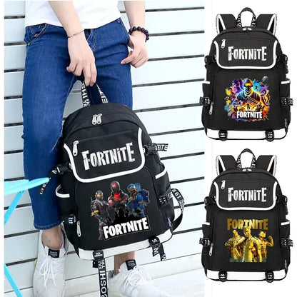 Zaino Fortnites di grande capienza, borsa a tracolla casual con porta USB, unisex, in stile anime, zaino scolastico per studenti, nuovo e alla moda, regalo di cancelleria