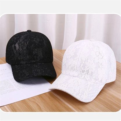 Czapki baseballowe dla kobiet na wiosnę i lato w stylu księżniczki, z koronką, haftem i siateczką w kwiaty, przewiewne czapki damskie typu snapback dla młodych dziewcząt BQ091