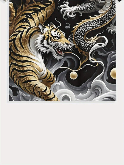 Pánske letné tričko s grafikou Dragon & Tiger Duel, ležérne tričko s krátkym rukávom, módna ležérna košeľa s okrúhlym výstrihom 2025