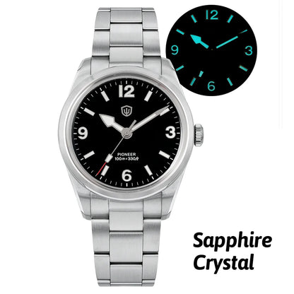 Montre à quartz pour homme Watchdives WD1960S V2, style vintage, cadran crème, 36 mm, mouvement VH31 à trotteuse fluide, verre saphir bombé, étanche 10 ATM, aiguilles luminescentes, boîtier en acier inoxydable