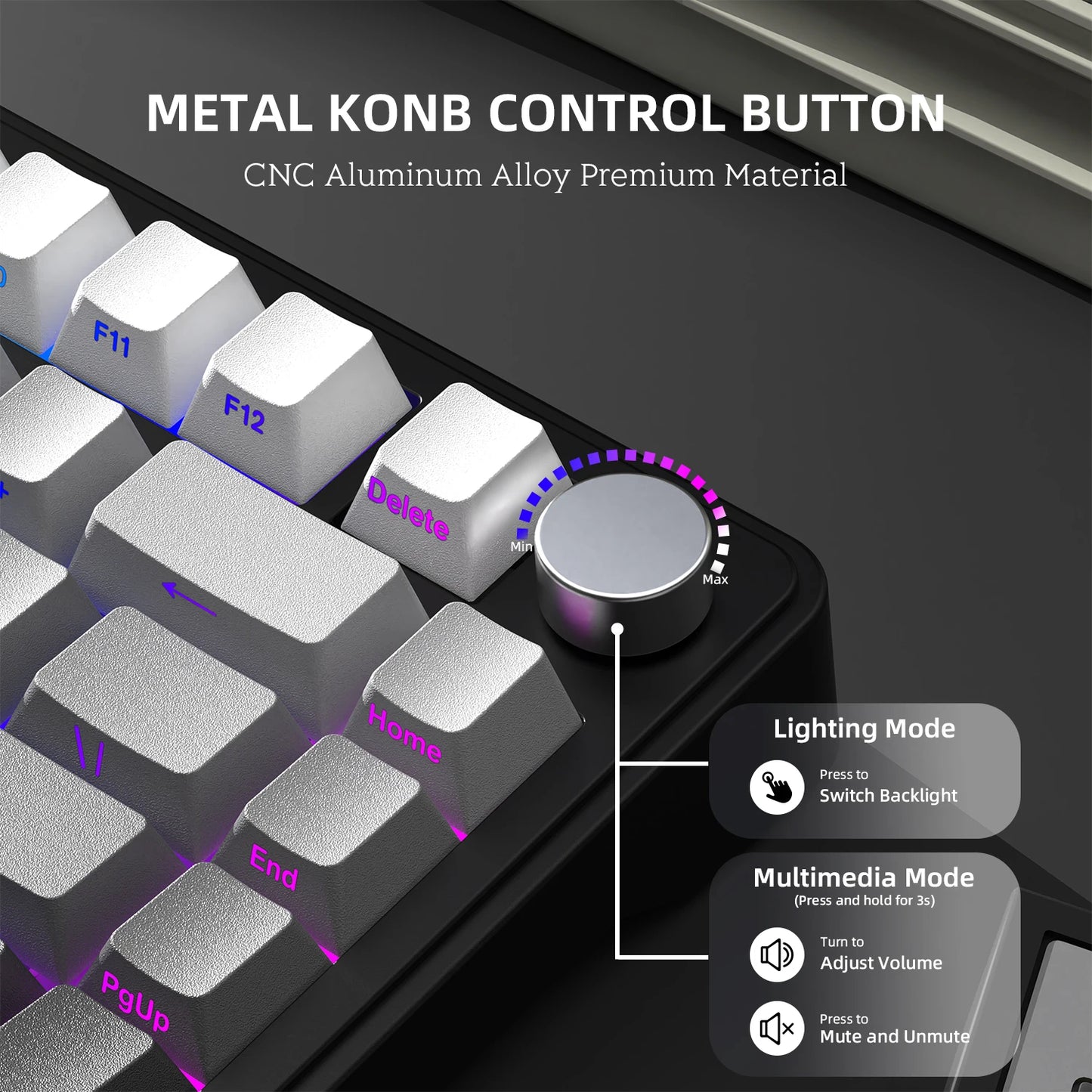Teclado mecánico ATTACK SHARK X85 Tri-mode Gasket 75% con perilla CNC, acolchado de 5 capas, hot-swappable, retroiluminación RGB y NKRO