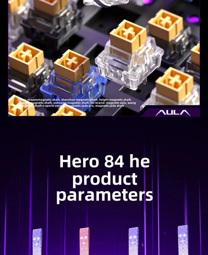 New AULA HERO 84HE 8K INSTOCK Magnetic Switch Gaming Keyboard E-sport Custom RGB Mechanical Keyboard Ergonomics Game Accessories