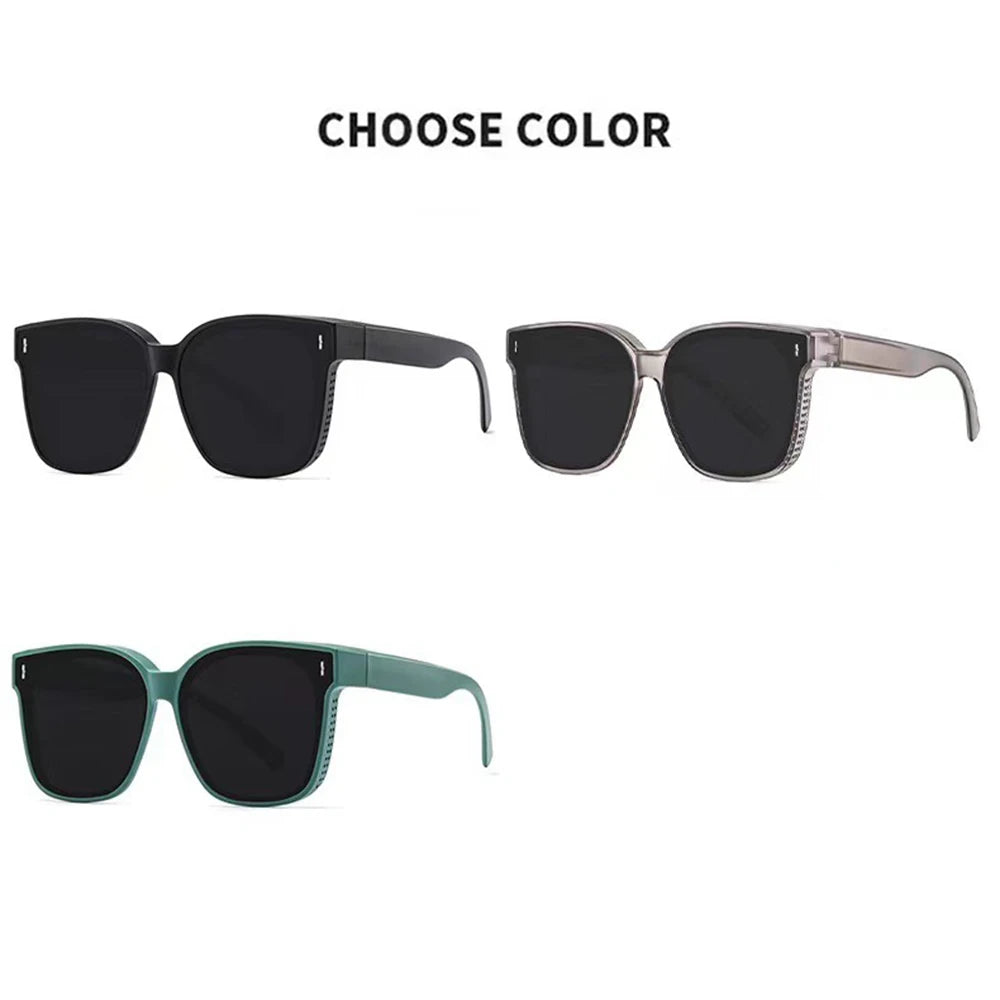 KLASSNUM Transfer Sunglasses Ladies Fit Over Sun Glasses Men Oversize Square Wrap Around Glasses for Prescription Myopia Goggles