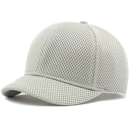 HT4828 Gorra de béisbol de ala corta de 5 cm para hombre, 6 paneles, gorra de béisbol de malla transpirable, gorra tipo «trucker», para hombre y mujer, lisa, sin estampados, con cierre a presión