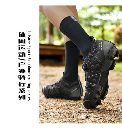 Mountain Bike Shoes Mens Cycling Shoes Quick Ratchet Buckle Compatible with SPD System Pedal for Indoor Outdoor Women MTB Shoes