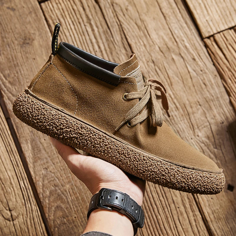 Luxury Brand Men Suede Leather Casual Shoes Genuine Leather Natural Handmade Anti-Skid Design Spring Autumn