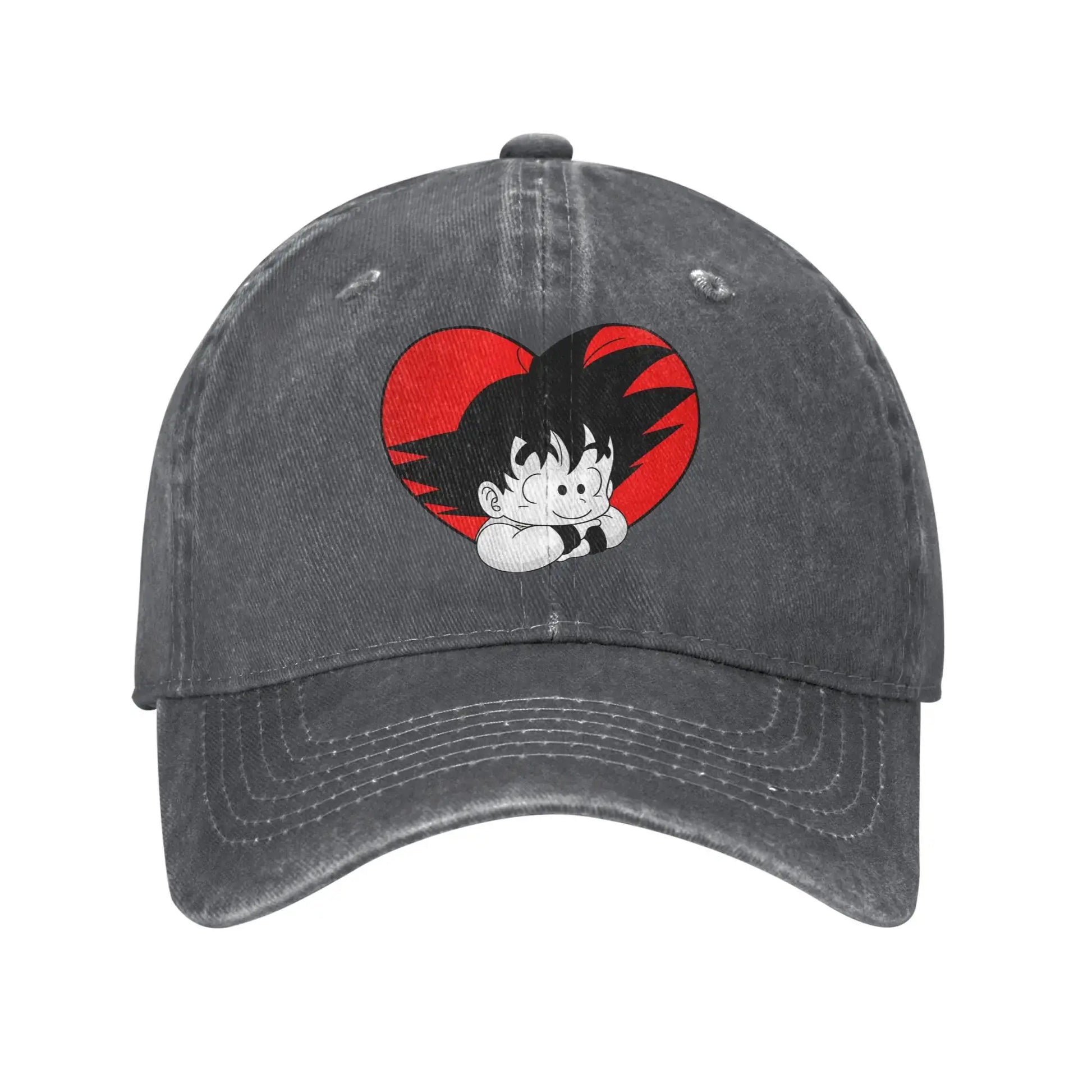 Dragon Ball DBZ Goku Baseball Caps Distressed Cotton Red Heart Headwear Unisex Style Outdoor All Seasons Travel Gift Hats Cap, Produit gaming premium Fraquane, produits de luxe