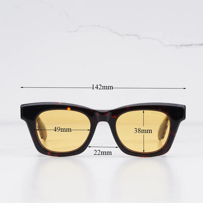 DEALAN Decade Collection Men's Classical Tortoise Gold Sunglasses Vintage Craft Cat Eye Thick Acetate Solar Glasses UV400
