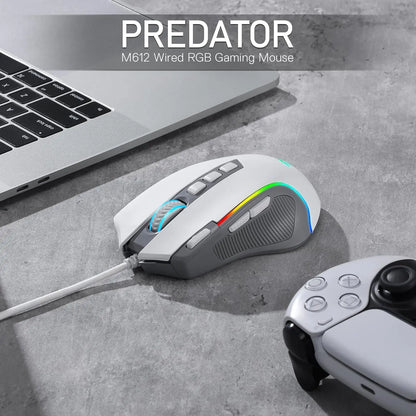 Redragon M612 RGB Gaming 8000 DPI Wired Optical Gamer Mouse 9 Programmable Buttons & 5 Backlit Modes