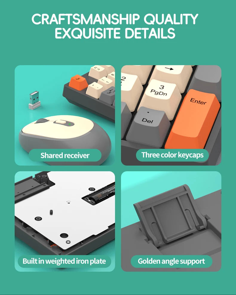 NexusClick Wireless Gaming Office Keyboard&Mouse Set Smart Power Saving Full Size 104 Keys 1600DPI Adjustable USB for Laptop PC