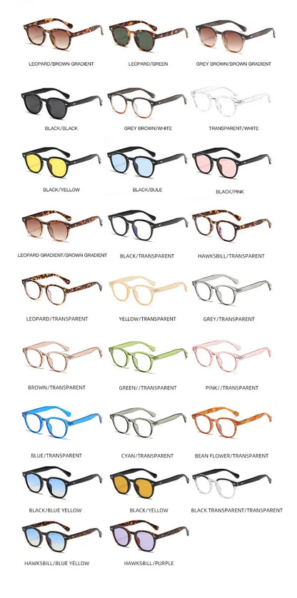 JNPCXI New Retro Round Sunglasses Women Yellow Fashion Rivets Decoration Shades UV400 Men Punk Sun Glasses