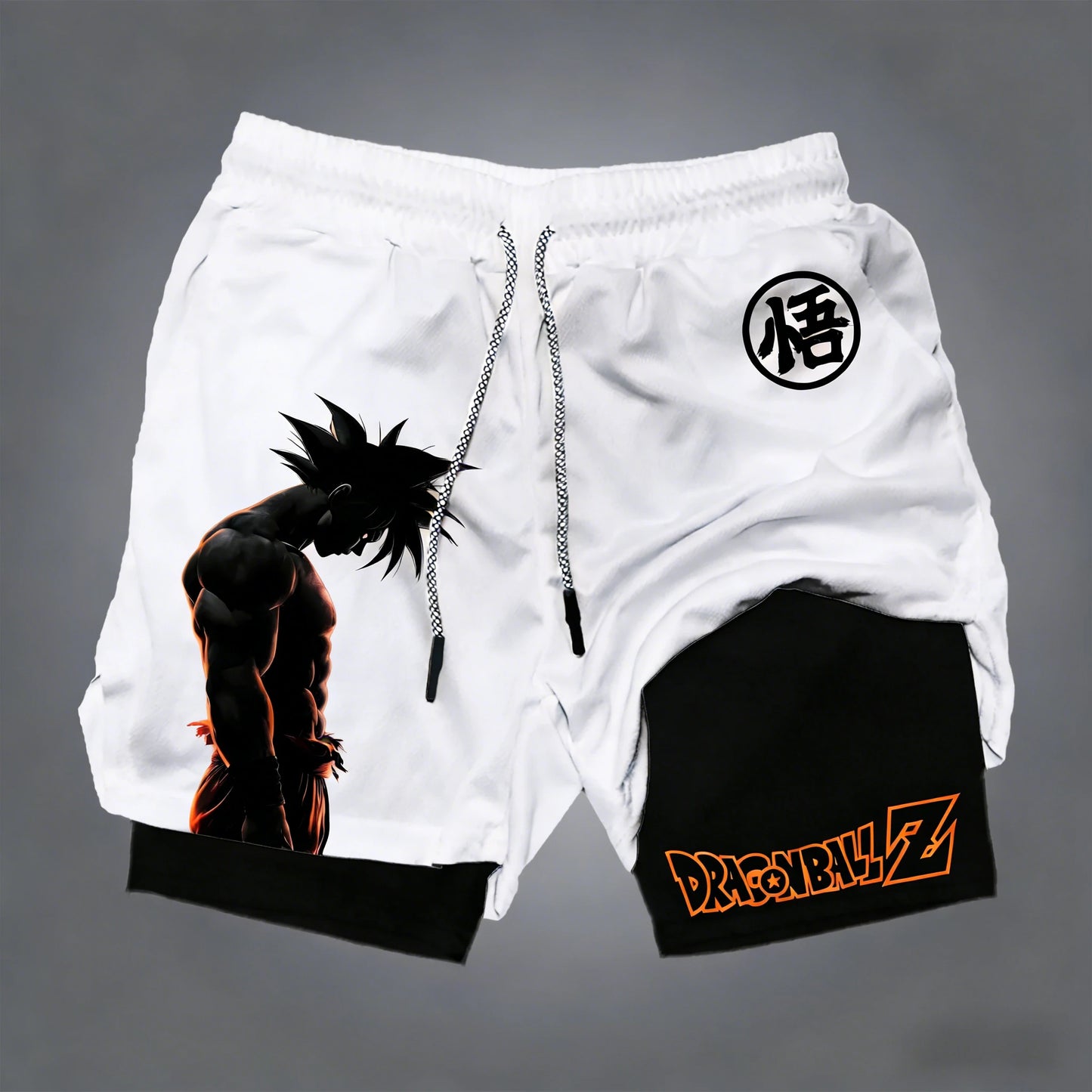 Summer Dragon Ball New Anime Men's and Women's Double-layer Shorts for Sports Combat Training, Breathable Quick Drying Loose Fit