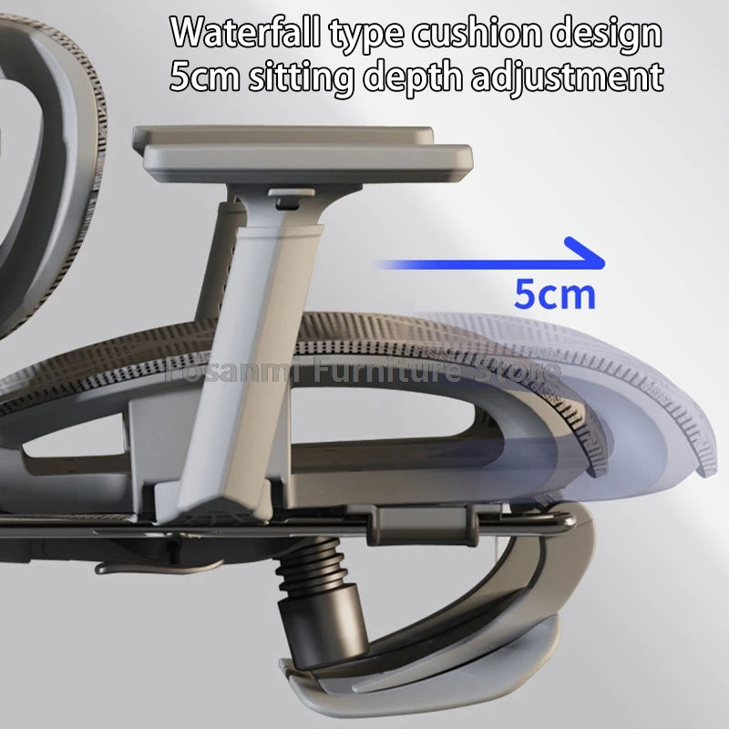 Atmungsaktiver Mesh-Computer-Bürostuhl mit Armlehnen und Lendenwirbelstütze, verstellbarer ergonomischer Schreibtischstuhl für Zuhause und Gaming mit Kopfstütze