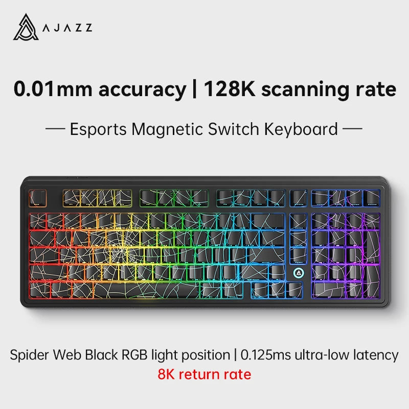 AJAZZ AK980 MAX Wired Magnetic Switch Keyboard 0.01mm 8K Mechanical Keyboards Hot Swap ARGB E-sports Games Customized Keyboard