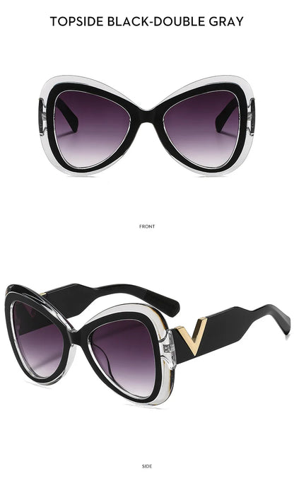 2025 New Fashion Big Frame Cat's Eye Butterfly Women Sunglasses Luxury Designer Men Sunglass Outdoor Travel Eyewear Female UV400