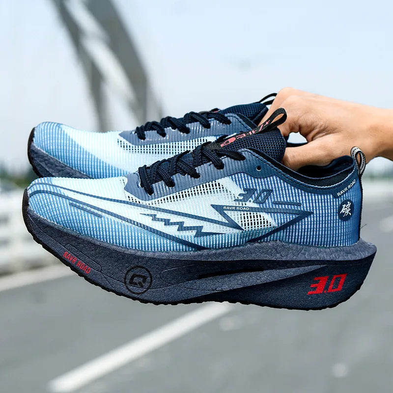 Men's Carbon Board Sneakers Anti-Slip Cushioned Comfortable Racing Training Running Shoes Mesh Tennis Shoes Casual for Women