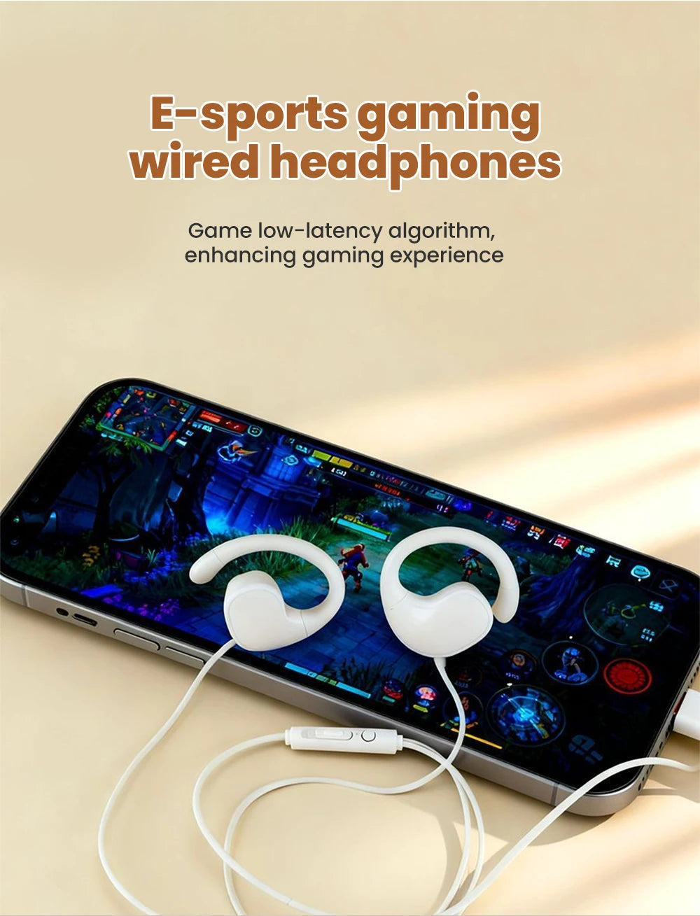 Écouteurs filaires supra-auriculaires 3,5 mm/Type C, écouteurs filaires à clipser, son surround Hi-Fi, basses puissantes, écouteurs sportifs pour jeux avec micro