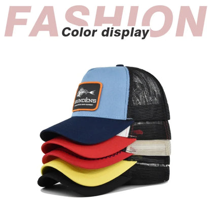 High Quality Fish Bone Cartoon Snapback Baseball Cap Hip Hop Dad Mesh Hat Trucker Hat Outdoor Sports Cycling Travel Sun Hat