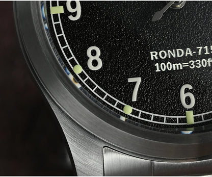 San Martin 37mm Ronda 715 Quartz Watch Men Simple Fashion 10Bar Waterproof Pilot Wristwatch BGW-9 Blue C3 Green Luminous SN0034A