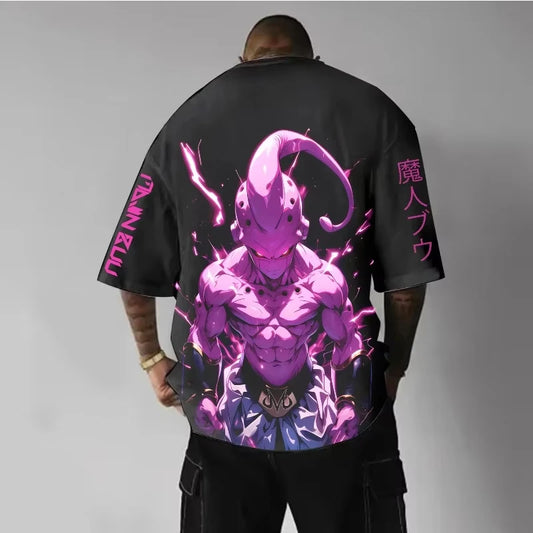 Dragon Ball 2025 Summer Men'sLoose Version T-Shirt New Street Wear Majin Buu Animation Printing Casual Wear Parent Child Top