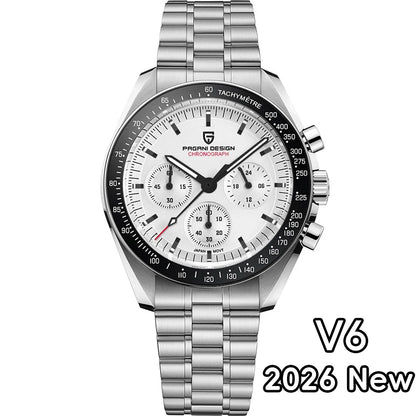 PAGANI DESIGN 2026 New V6 Moon Watches Men Luxury Quartz Watch For Men Speed Sport Chronograph AR Sapphire crystal Wristwatch