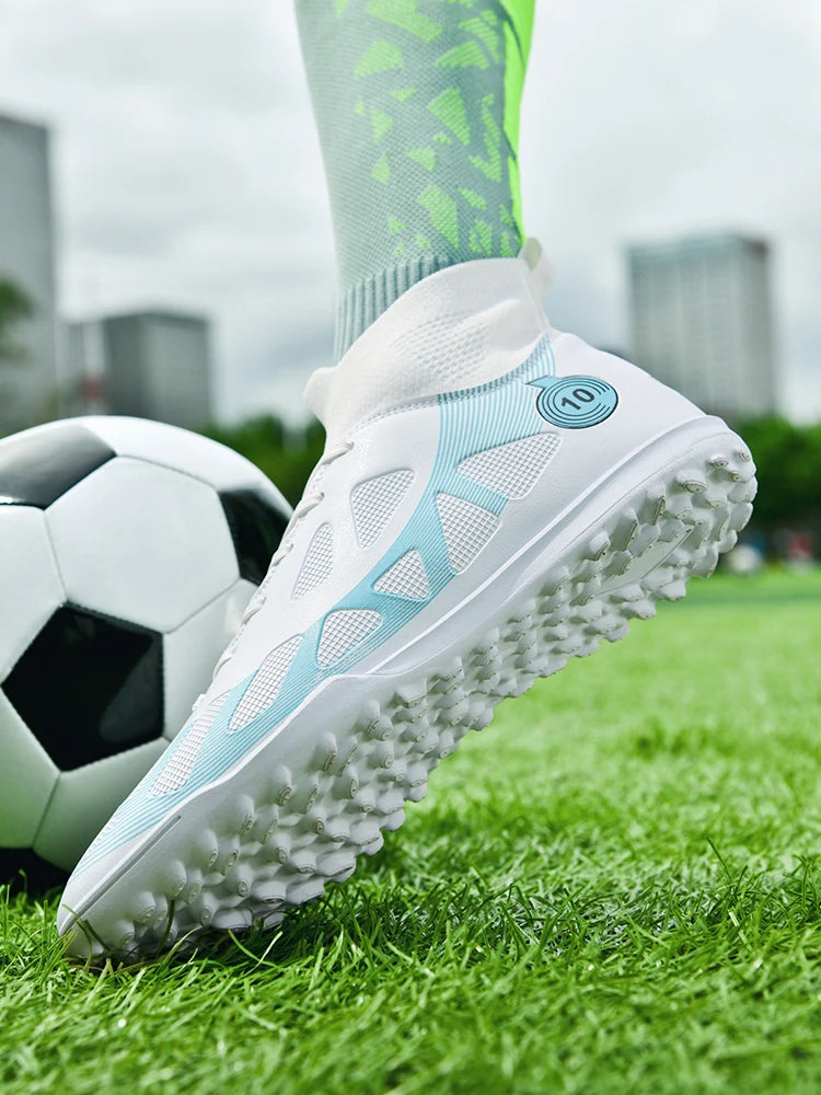 Professional Sports Football Shoes TF, Broken Nail Design, Durable Wear-Resisting Training Shoes for Teenagers, Adult High-Top Soccer Shoes