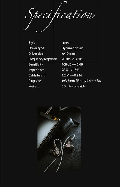 Auscultadores intra-auriculares com fio Kefine X ANELEARS Delci AE 10mm HiFi IEM – Monitores In-Ear com driver DLC+PU e afinação dupla para música e gaming
