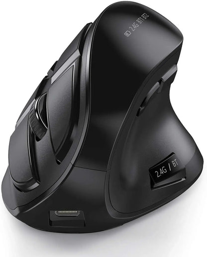 Mouse verticale wireless Jomaa 2.4G+Bluetooth per Apple Mac, laptop e notebook, 9 pulsanti, mouse gaming ricaricabile per PC e iPad